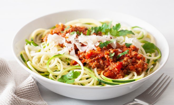4 Zucchini spaghetti with Bolognese